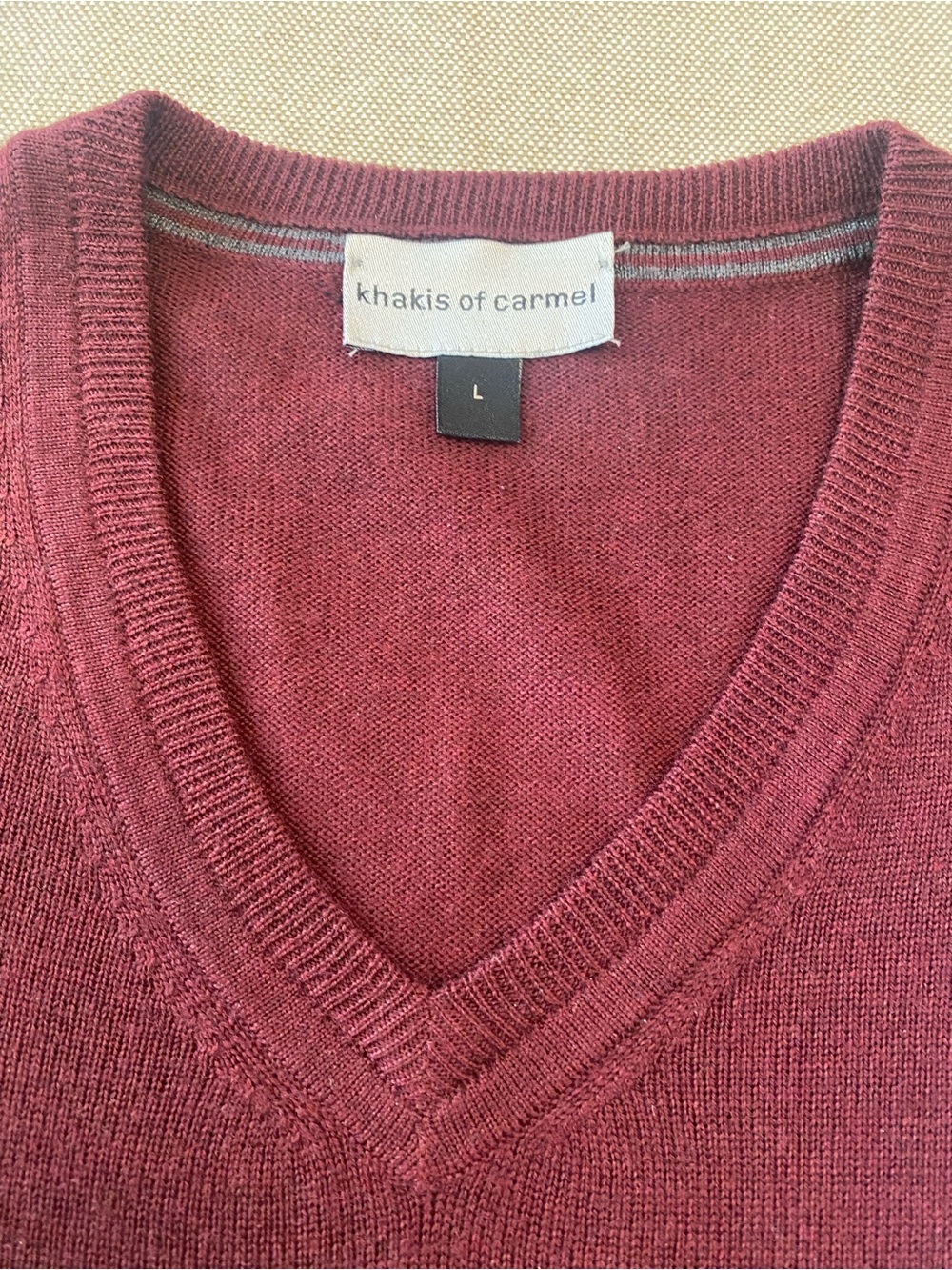 Khakis of Carmel Men's V-Neck Sweater in Burgundy